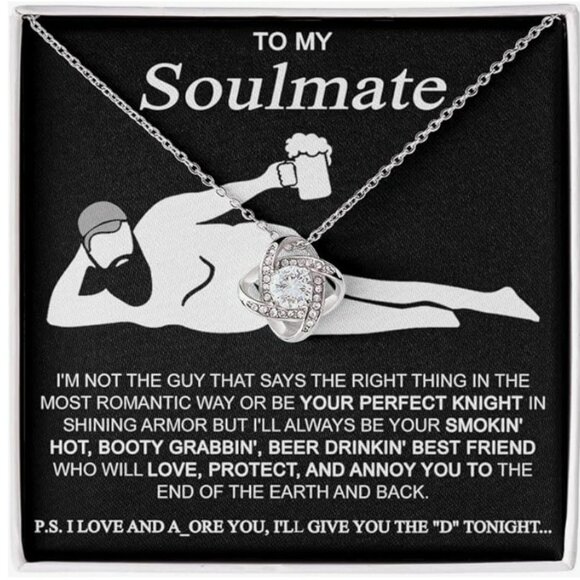 HETRALE To My Soulmate Necklace For Women, Love knot - Cubic Zirconia - Picture 1 of 12